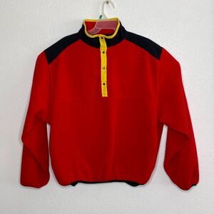Marlboro Men’s Red Fleece Snap Button Turtleneck Vintage Sweatshirt Size L
